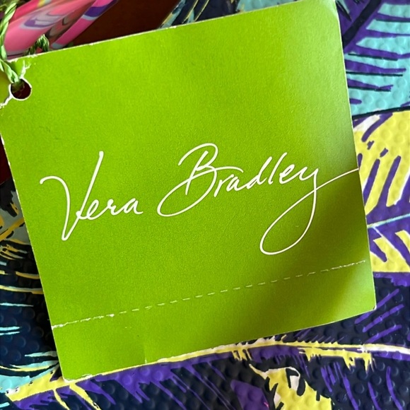 New Vera Bradley Palm Feathers Flip Flops Pink/Turquoise Tropical Medium/7-8 - Picture 2 of 6